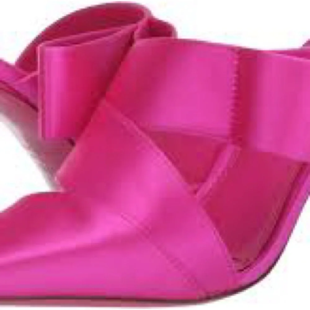 NIB Kate Spade Bianca Vibrant Snapdragon Pink Bow Mules Heels - Picture 2 of 3
